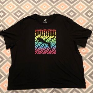 Puma Men’s Black Tee with Multicolor Logo Size 4X
